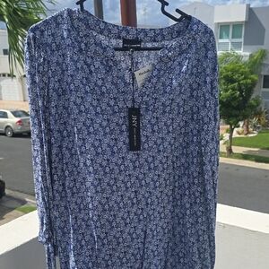 JNY Blue Floral Blouse New